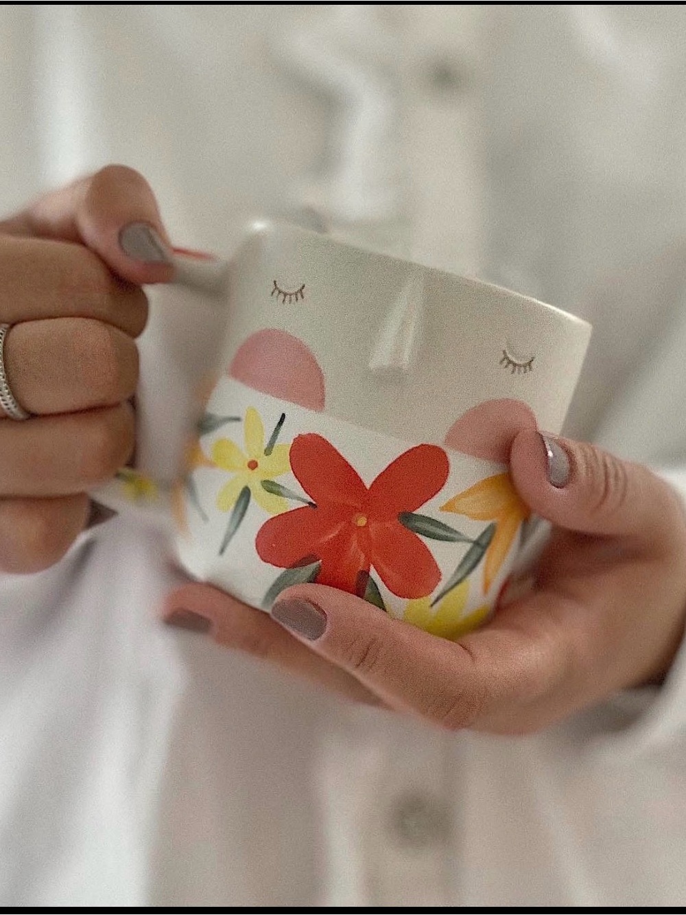 Anthropologie Visage Floral Mug by Fotini Tikkou